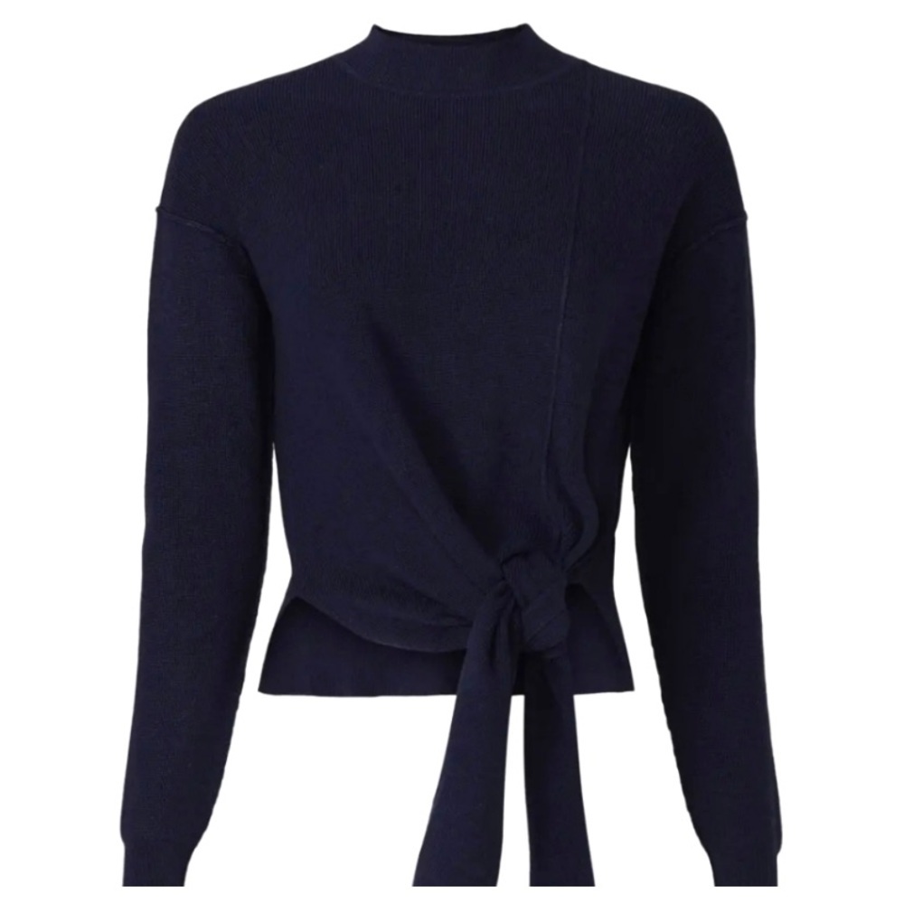 Jason wu collective tie waist mock neck Navy Blue Sweatshirt